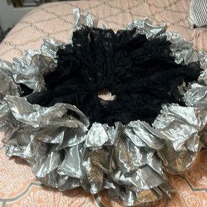 Square dance slip black with silver ruffle 18”